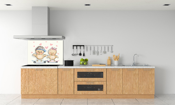 Splashback panel for kitchen Birds on skateboard