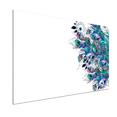 Glass splashback Peacock feathers