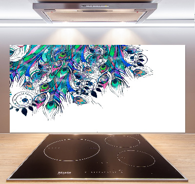 Glass splashback Peacock feathers