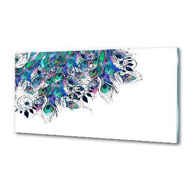 Glass splashback Peacock feathers