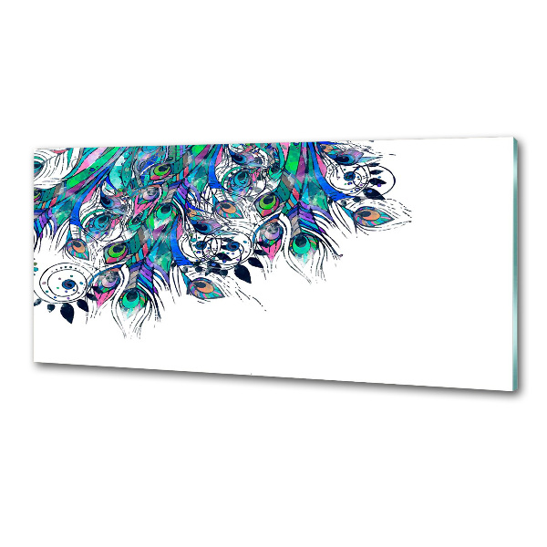 Glass splashback Peacock feathers