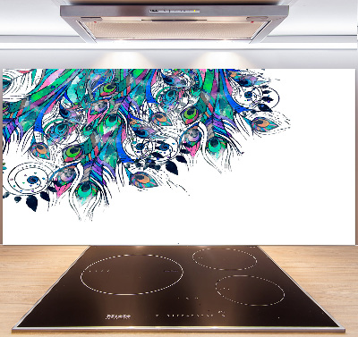 Glass splashback Peacock feathers