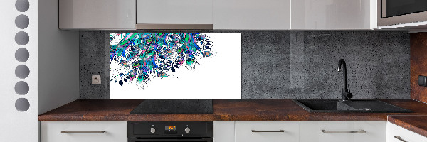 Glass splashback Peacock feathers