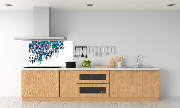 Glass splashback Peacock feathers