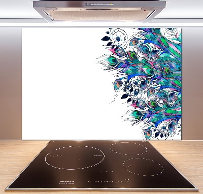 Glass splashback Peacock feathers