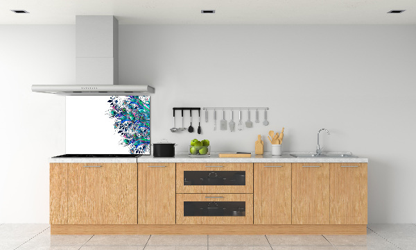 Glass splashback Peacock feathers