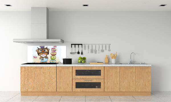 Splashback panel for kitchen Bear and owls