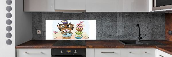 Splashback panel for kitchen Bear and owls