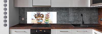 Splashback panel for kitchen Bear and owls