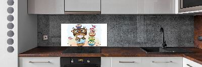 Splashback panel for kitchen Bear and owls