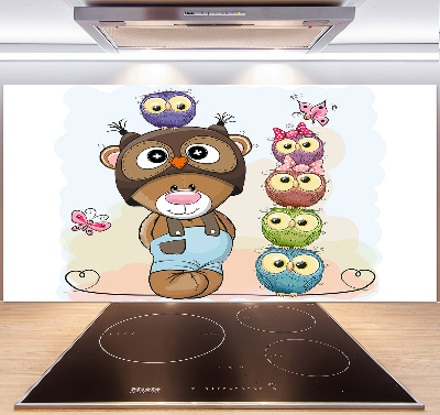 Splashback panel for kitchen Bear and owls