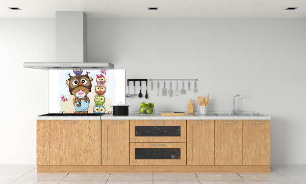 Splashback panel for kitchen Bear and owls