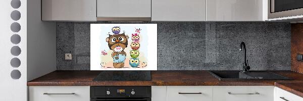 Splashback panel for kitchen Bear and owls