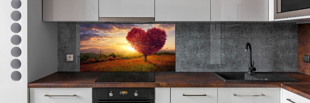 Cooker splashback Tree Field Heart