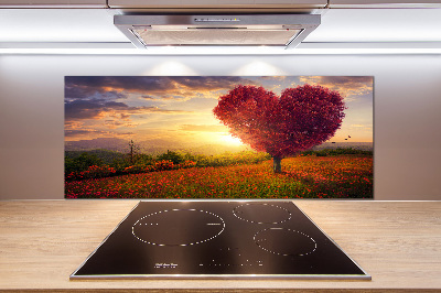 Cooker splashback Tree Field Heart