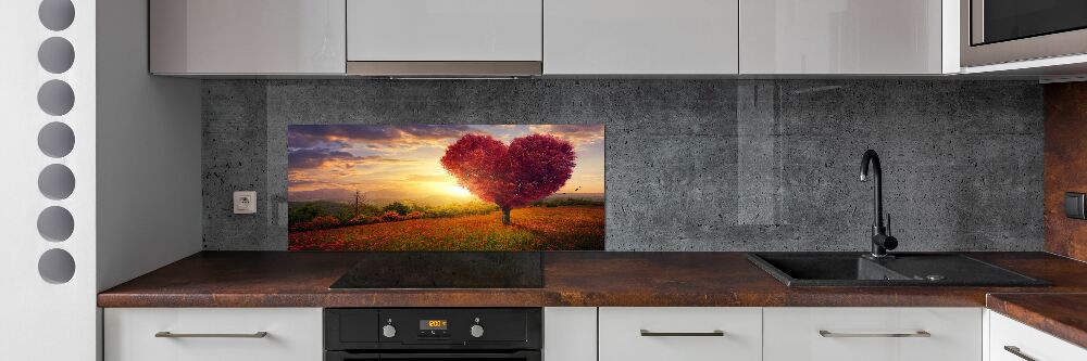 Cooker splashback Tree Field Heart