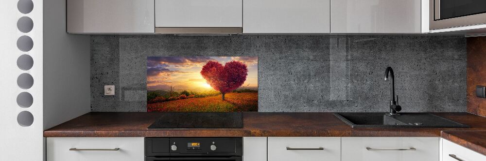 Cooker splashback Tree Field Heart