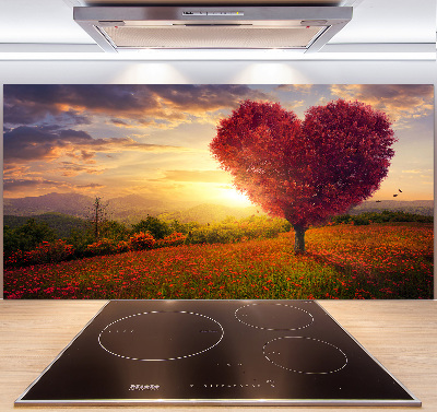 Cooker splashback Tree Field Heart