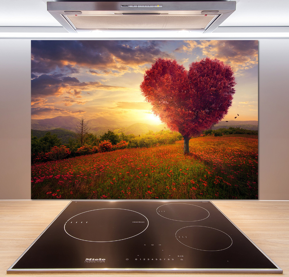 Cooker splashback Tree Field Heart