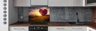 Cooker splashback Tree Field Heart