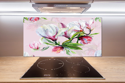 Kitchen wall panels Magnolia flowers