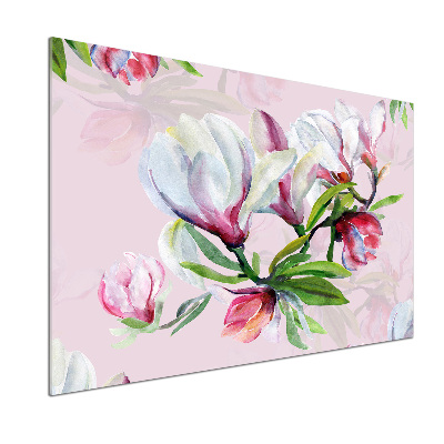 Kitchen wall panels Magnolia flowers