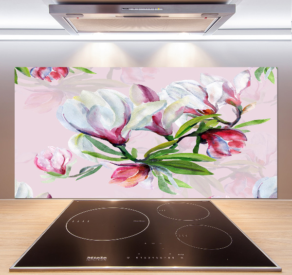 Kitchen wall panels Magnolia flowers