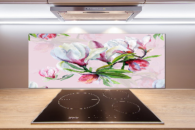 Kitchen wall panels Magnolia flowers