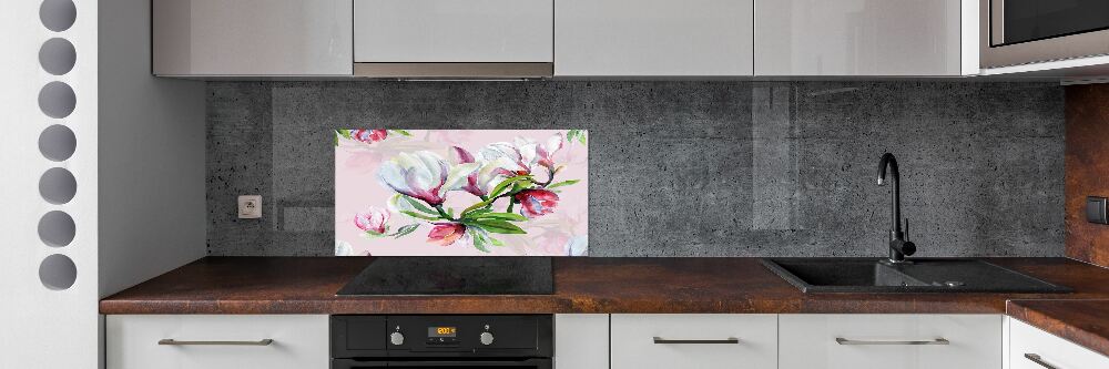 Kitchen wall panels Magnolia flowers