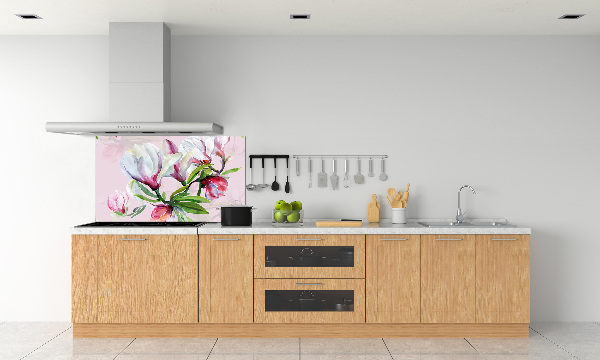 Kitchen wall panels Magnolia flowers