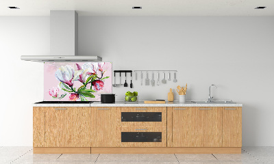 Kitchen wall panels Magnolia flowers