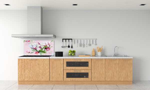 Kitchen wall panels Magnolia flowers