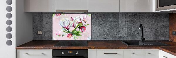 Kitchen wall panels Magnolia flowers