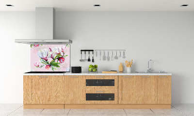 Kitchen wall panels Magnolia flowers