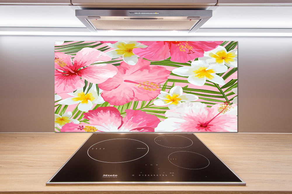 Kitchen wall panels Tropical flowers