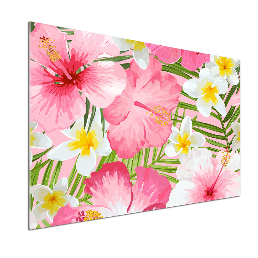 Kitchen wall panels Tropical flowers