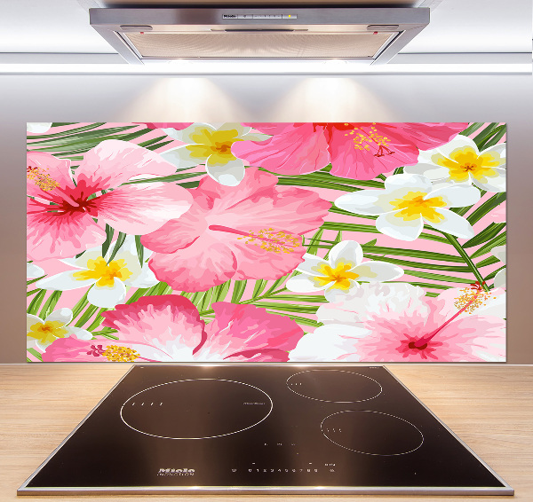 Kitchen wall panels Tropical flowers