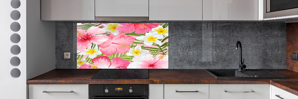 Kitchen wall panels Tropical flowers