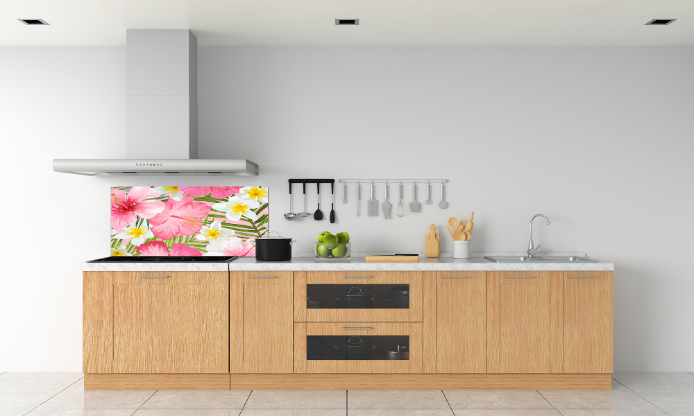 Kitchen wall panels Tropical flowers