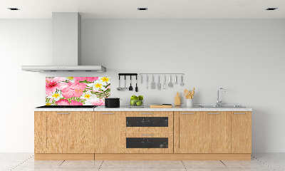 Kitchen wall panels Tropical flowers