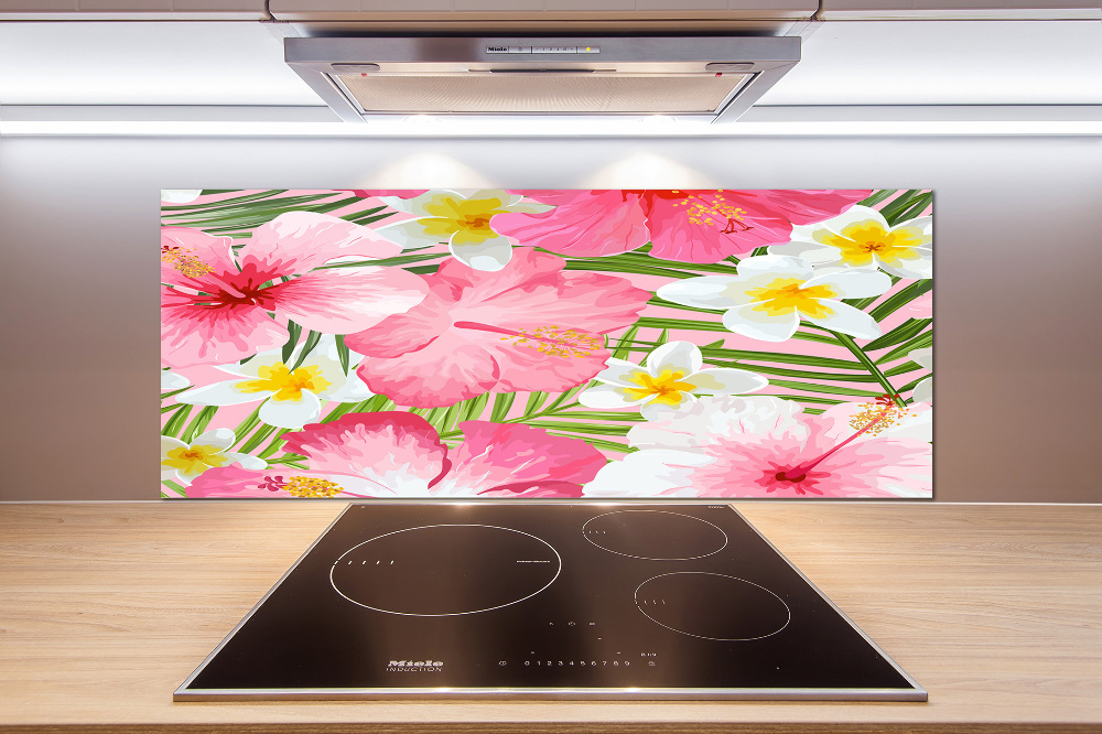 Kitchen wall panels Tropical flowers