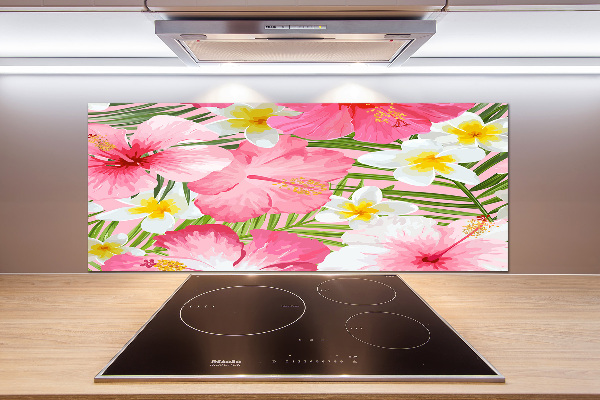 Kitchen wall panels Tropical flowers