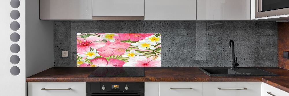 Kitchen wall panels Tropical flowers