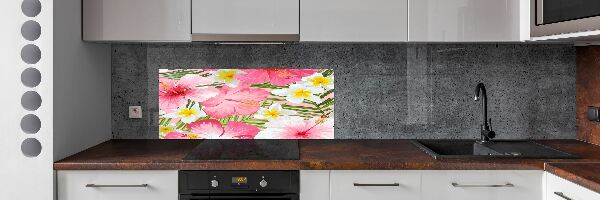 Kitchen wall panels Tropical flowers