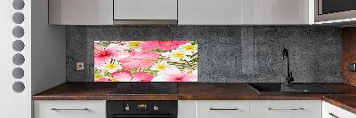 Kitchen wall panels Tropical flowers