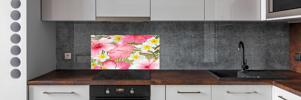 Kitchen wall panels Tropical flowers