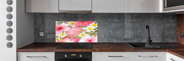 Kitchen wall panels Tropical flowers