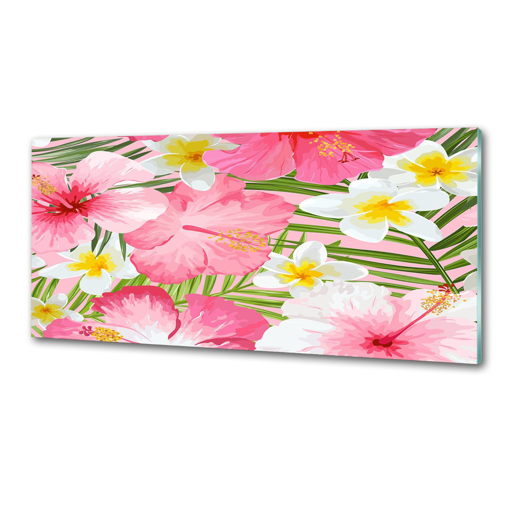 Kitchen wall panels Tropical flowers