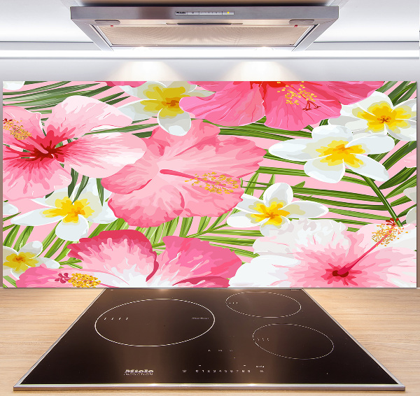 Kitchen wall panels Tropical flowers