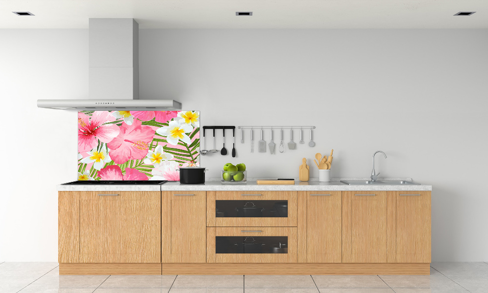 Kitchen wall panels Tropical flowers